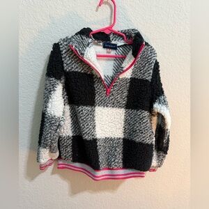 Andy & Evan Faux Sherpa Fleece Girls Buffalo Plaid Pullover Size 5 Qtr Zip